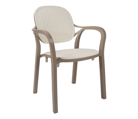 LUNA Πολυθρόνα Κήπου Στοιβαζόμενη, PP Απόχρωση Cappuccino & Μπεζ(Rattan Look)