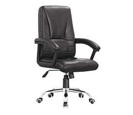 BF6350 Πολυθρόνα Διευθυντή Μέταλλο Χρώμιο, PU Μαύρο