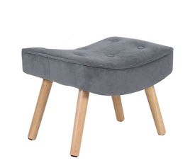 ALMA Σκαμπό - Υποπόδιο, Ύφασμα Velure Γκρι, Πόδια Φυσικό, K/D