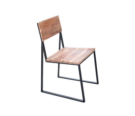 VILLAGE Καρέκλα Τραπεζαρίας, Μέταλλο Βαφή Μαύρο, Ξύλο Ακακία Απόχρωση Φυσικό