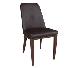 CASTER Καρέκλα Τραπεζαρίας Κουζίνας, Μέταλλο Βαφή Καρυδί Linen PU Σκούρο Καφέ