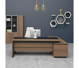 PROLINE Γραφείο Αριστερή Γωνία Απόχρωση Καρυδί Δρυς - Μαύρο