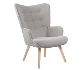 ALMA Πολυθρόνα - Μπερζέρα Σαλονιού - Καθιστικού Φυσικό, Teddy Ύφασμα Ανοιχτό Γκρι, K/D