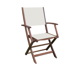 CRICKET Πολυθρόνα Πτυσσόμενη Ξύλο Acacia, Textilene Άσπρο