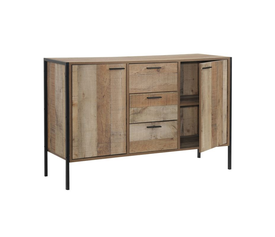 PALLET-W Μπουφές Σαλονιού Τραπεζαρίας, Μέταλλο Βαφή Μαύρο - Antique Oak