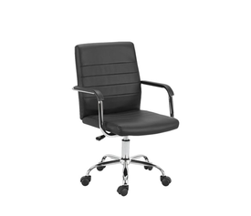 BF3401 Πολυθρόνα Γραφείου Μέταλλο Βάση Χρώμιο, PVC Μαύρο