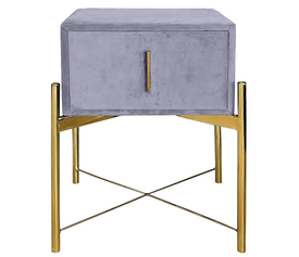 PASSION  Κομοδίνο με 1 Συρτάρι, Ύφασμα Velure Απόχρωση Γκρι