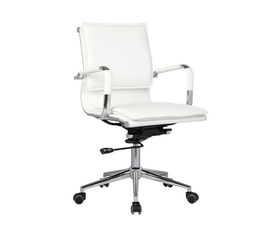 BF3601 Πολυθρόνα Γραφείου Μέταλλο Βάση Χρώμιο - PU Άσπρο