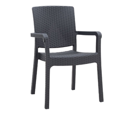 Πολυθρόνα κήπου πολυπροπυλενίου με πλέξη ραττάν χρώμα μαύρο 56x60x86,5εκ.