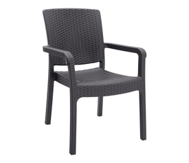 Πολυθρόνα κήπου πολυπροπυλενίου με πλέξη ραττάν χρώμα καφέ 56x60x86,5εκ.