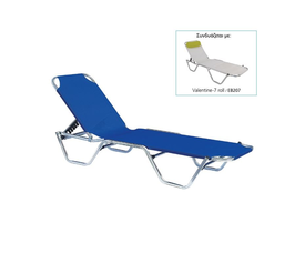 CRETA Ξαπλώστρα Αλουμινίου Textilene Μπλέ, Στοιβαζόμενη