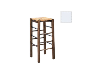 ΤΑΒΕΡΝΑΣ Σκαμπό BAR, Οξιά Βαφή Εμποτισμός Λάκα Άσπρο, Κάθισμα Ψάθα