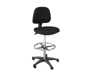 BF501 Σκαμπό Reception - Ταμείου με Πλάτη, Ύφασμα Μαύρο