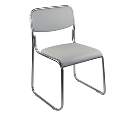 CAMPUS Καρέκλα Επισκέπτη Γραφείου, Στοιβαζόμενη Χρώμιο Μέταλλο, Soft Pu Γκρι