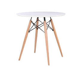 ART Wood Τραπέζι, Πόδια Οξιά Φυσικό, Επιφάνεια MDF Άσπρο