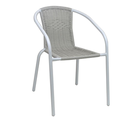 BALENO-W Πολυθρόνα Στοιβαζόμενη, Μέταλλο Βαφή Άσπρο, Wicker Beige