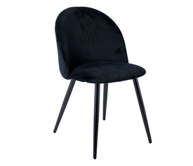 BELLA Καρέκλα Τραπεζαρίας, Μέταλλο Βαφή Μαύρο, Ύφασμα Velure Απόχρωση Μαύρο