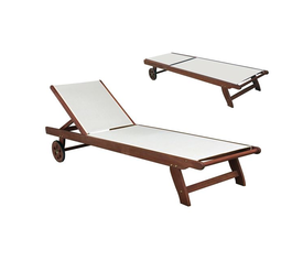 CRICKET Ξαπλώστρα Ξύλο Acacia Καρυδί, Textilene Άσπρο