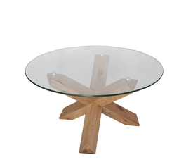 GLASS COFFEE TABLE ΔΙΑΦΑΝΟ OAK 80x80x42