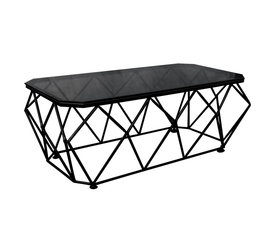 ACTON Τραπεζάκι Σαλονιού Καθιστικού, Μέταλλο Βαφή Μαύρο, Γυαλί Smoke Tempered