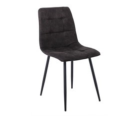 LYDIA Καρέκλα Τραπεζαρίας - Κουζίνας, Μέταλλo Bαφή Μαύρο, Ύφασμα Suede Μαύρο