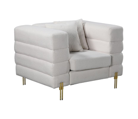 MORRIS Πολυθρόνα Σαλονιού - Καθιστικού, Ύφασμα Teddy Άσπρο