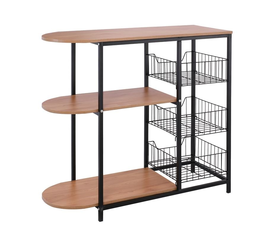 KITCHEN Τροφοθήκη, Μέταλλο Βαφή Μαύρο, Απόχρωση Natural Oak