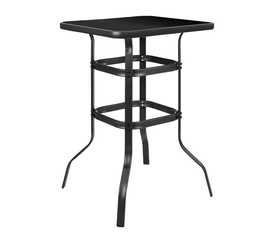 RIO Τραπέζι Bar, Μέταλλο Βαφή Ανθρακί, Γυαλί Μαύρο
