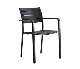 SAGA Πολυθρόνα Στοιβαζόμενη, Μέταλλο Βαφή Μαύρο, PP-UV Μαύρο