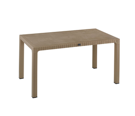 PELLO Τραπέζι Τραπεζαρίας Κήπου - Βεράντας, PP Απόχρωση Cappuccino  (Rattan Look)