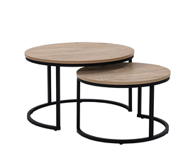MINO COFFEE TABLE SET 2ΤΕΜ SONOMA DECAPE ΜΑΥΡΟ 74x74x47