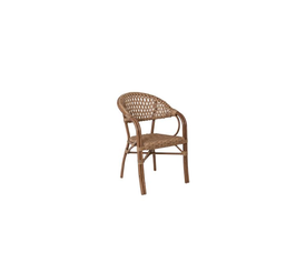 VEGERA Rattan Πολυθρόνα Dining Αλουμίνιο Φυσικό, Wicker Φυσικό, Στοιβαζόμενη