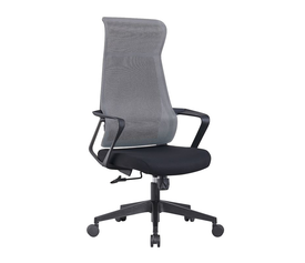 BF2990  Πολυθρόνα Γραφείου Διευθυντή, Mesh Γκρι, Ύφασμα Μαύρο