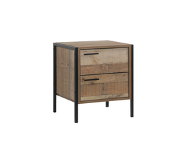 PALLET-W Κομοδίνο με 2 Συρτάρια Μέταλλο Βαφή Μαύρο - Antique Oak