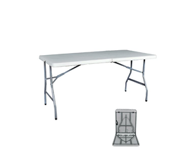BLOW Τραπέζι Συνεδρίου - Catering Πτυσσόμενο (Βαλίτσα), Μέταλλο Βαφή Γκρι, HDPE Άσπρο