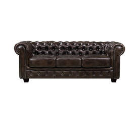 CHESTERFIELD Birmingham Καναπές 3Θέσιος Σαλονιού Καθιστικού,Δέρμα Απόχρωση Καφέ