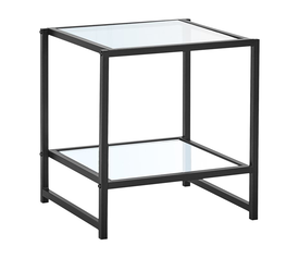 ATOS Κομοδίνο Μέταλλο Βαφή Μαύρο - Γυαλί 5mm