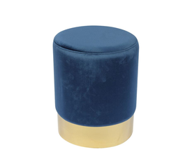 SOL Σκαμπό Βοηθητικό, Χρώμιο Χρυσό, Ύφασμα Velure Απόχρωση Μπλε