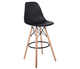 ART Wood Σκαμπό BAR με Πλάτη, Πόδια Οξιά Φυσικό, PP Μαύρο