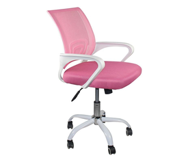 BF2101-SW Πολυθρόνα Γραφείου με Ανάκλιση Άσπρο - Mesh Ροζ