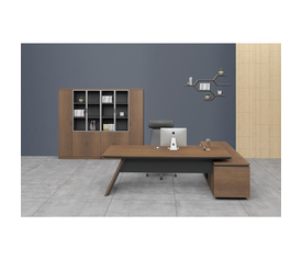 PROLINE Γραφείο Δεξιά Γωνία Απόχρωση Καρυδί Δρυς - Μαύρο