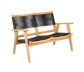 COFFEE Living Καναπές 2θέσιος Καθιστικού Βεράντας-Κήπου, ΑκακίαΦυσικό-Rope Wicker Μαύρο