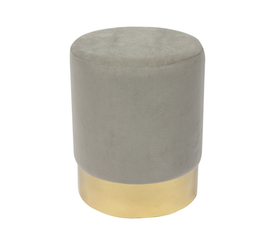 SOL Σκαμπό Βοηθητικό, Χρώμιο Χρυσό, Ύφασμα Velure Απόχρωση Γκρι