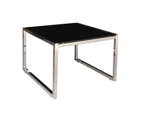 ACTION Τραπεζάκι Σαλονιού - Καθιστικού Inox - Μαυρό Γυαλί 8mm