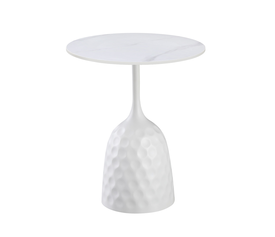 SNOW SIDE TABLE ΛΕΥΚΟ ΜΕ ΟΨΗ ΜΑΡΜΑΡΟΥ ΛΕΥΚΟ 50x50x61