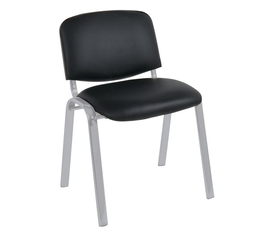 SIGMA Καρέκλα Στοιβαζόμενη Γραφείου Επισκέπτη, Μέταλλο Βαφή Silver, PVC Μαύρο