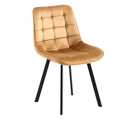 MYRIAM Καρέκλα Τραπεζαρίας, Μέταλλο Βαφή Μαύρο, Ύφασμα Velure Απόχρωση Μπεζ