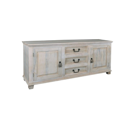 MAISON SARDAR Μπουφές Σαλονιού 3 Συρτάρια, 2 Ντουλάπια, Ξύλο Mango, Απόχρωση Antique Άσπρο