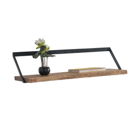 WALL-1 Ράφι Τοίχου Μέταλλο Βαφή Μαύρο, Ξύλο Ακακία Φυσικό
