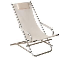 Λευκή Πτυσσόμενη Σεζλόνγκ Αλουμινίου Με Διάτρητο Ύφασμα , 86(L) X 62(W) X 84(H)cm